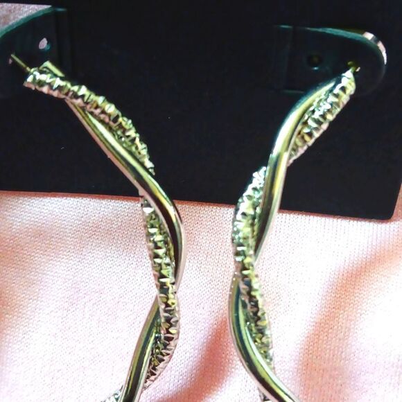 NWT Steve Madden Double Twist Hoops - Picture 3 of 6